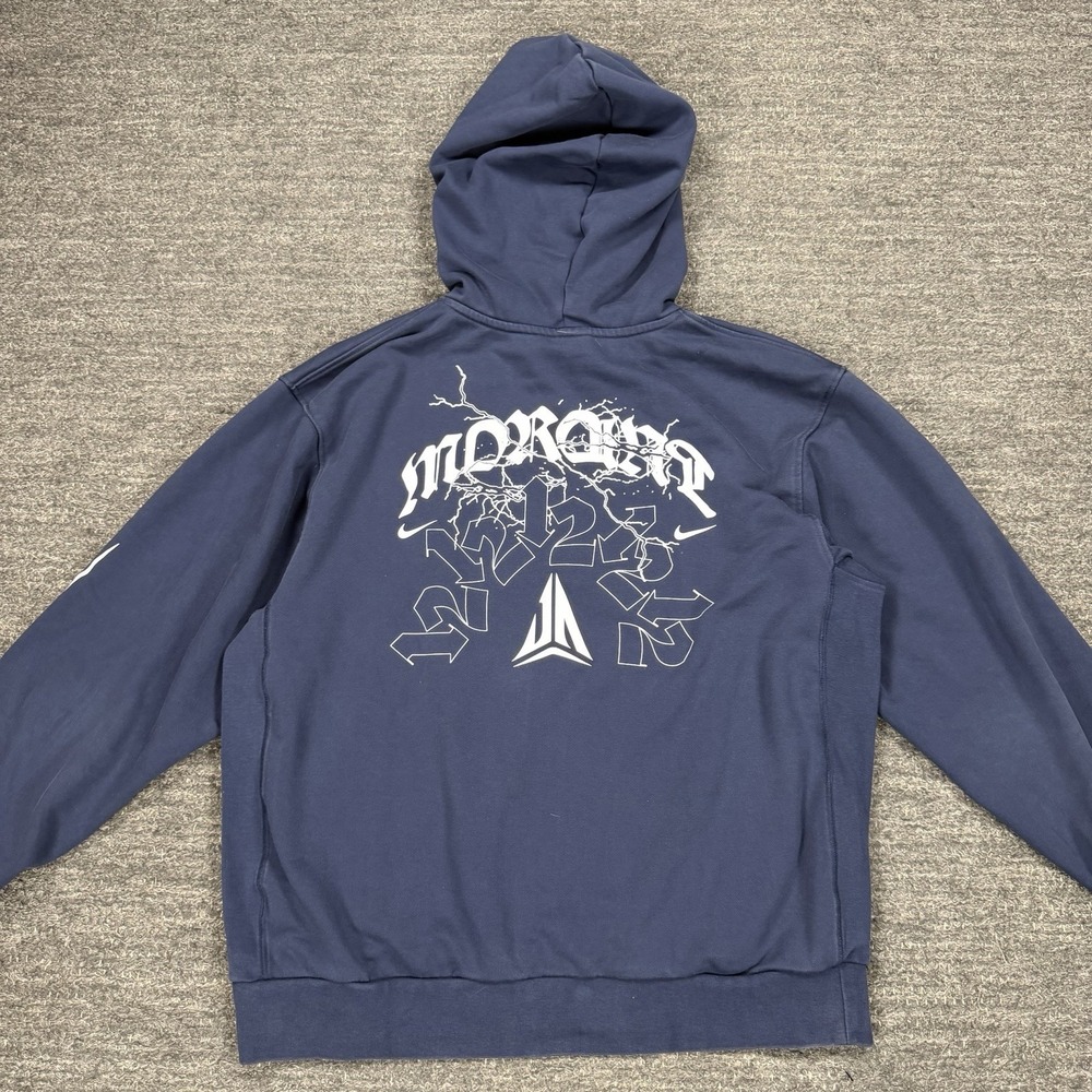Nike Hoodie Mens Large Blue JA Morant Ice Graphic Fleece Pullover Sweatshirt